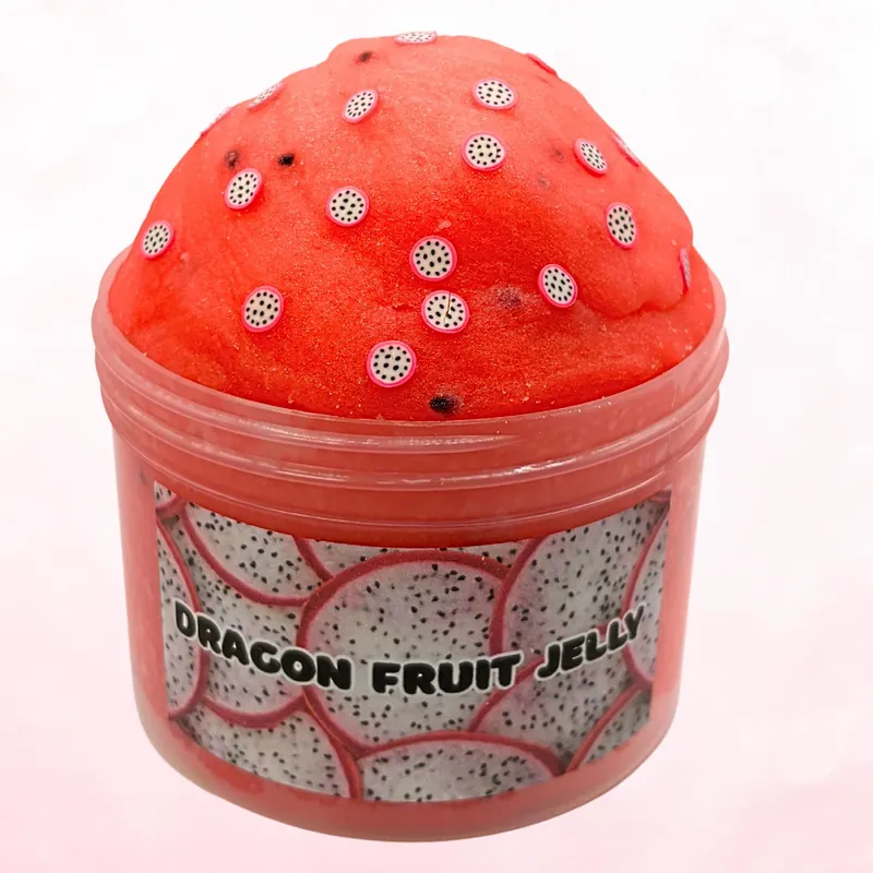 Dragon Fruit Jelly jar of bright red slime with white seed charms
