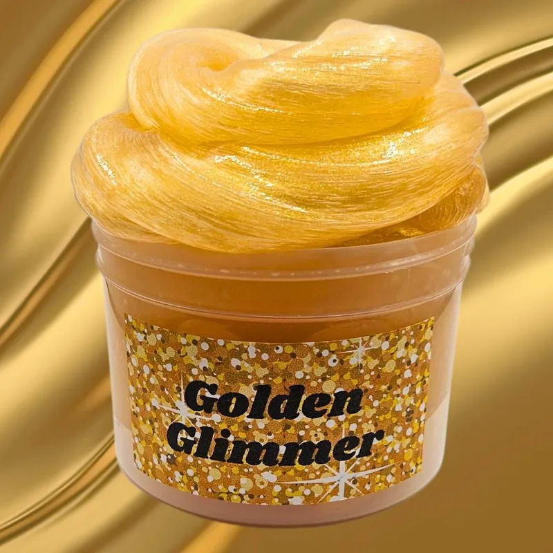 Golden Glimmer jar of shiny gold metallic slime