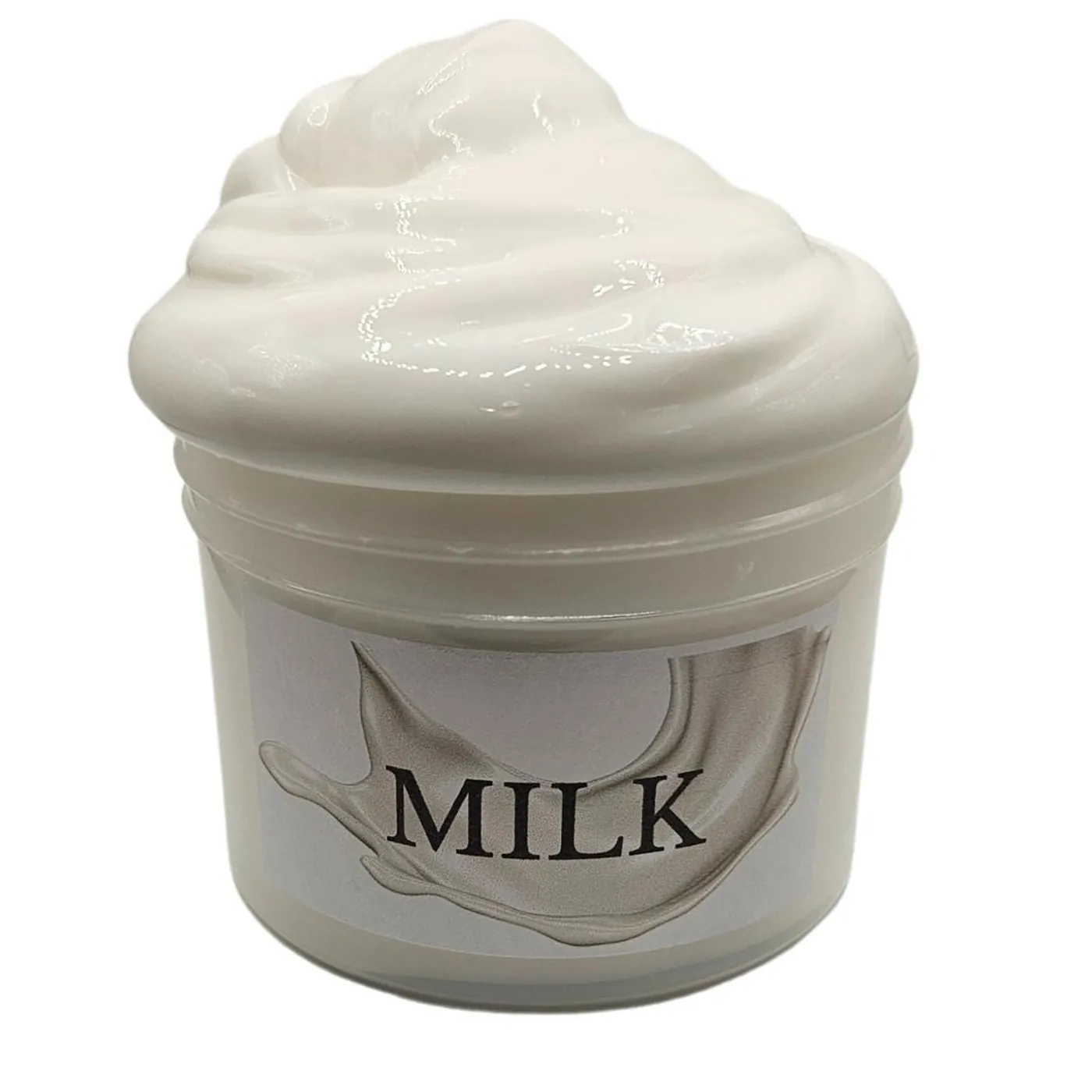 Milk Slime jar of glossy white butter slime