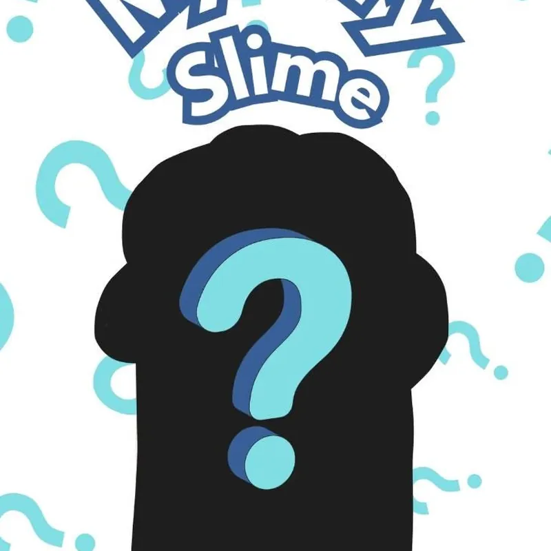 Mystery Slime graphic: a dark slime silhouette with a question mark